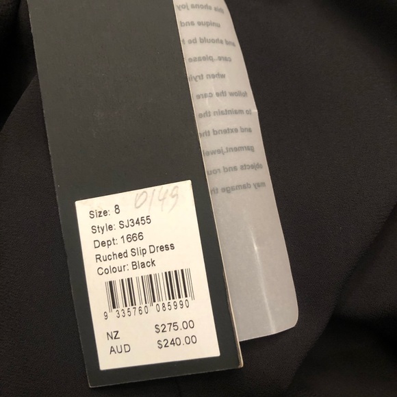 SHONA JOY Australian Satin Ruched Slip Dress NWT 4 Black Adjustable Maxi Mini - Picture 4 of 6